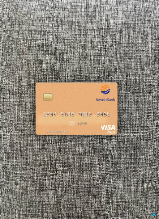 Download Ethiopia Awash International Bank visa debit card photolook front Photoshop template